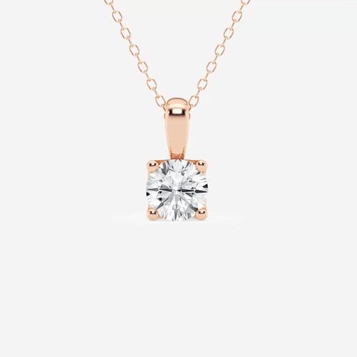 1 ctw Round Lab Grown Diamond Twisted Floral Solitaire Pendant with Adjustable Chain 14K Rose Gold, E, VS1 | 1 ct Center