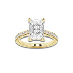 3.28 ctw Radiant Lab-Grown Diamond Hidden Halo Side Stone Engagement Ring in 18K Yellow Gold for Women | Colorless D, VVS1 Clarity, IGI Certified 3.00 ct Center Diamond