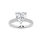 2.77 ctw Heart Lab-Grown Diamond Hidden Halo Side Stone Engagement Ring in 18K White Gold for Women | Colorless D, VVS1 Clarity, IGI Certified 2.50 ct Center Diamond