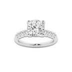 4.66 Ct Cushion Lab-Grown Diamond Half Eternity Engagement Ring in Platinum for Female, Colorless (E), VS1 Clarity | IGI Certified, 4.00 Ct Center Diamond