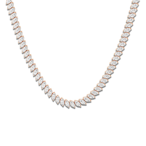 10 ctw Marquise Lab Grown Diamond Marquise Tennis Necklace 14K Rose Gold, DE, VS1
