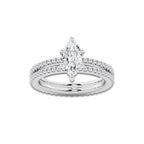 1.69 ctw Marquise Lab-Grown Diamond Double Row Diamond Engagement Ring in 14K White Gold for Women | Colorless E, VS1 Clarity, IGI Certified 1.00 ct Center Diamond
