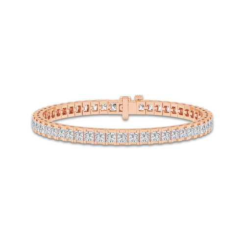 10 ctw Princess Lab Grown Diamond Tennis Bracelet - 7 Inches 14K Rose Gold, DE, VS1