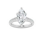 3.40 ctw Marquise Lab-Grown Diamond Pave Engagement Ring in 14K White Gold for Women | D Color, VVS1 Clarity, IGI Certified 3.00 ct Center Diamond