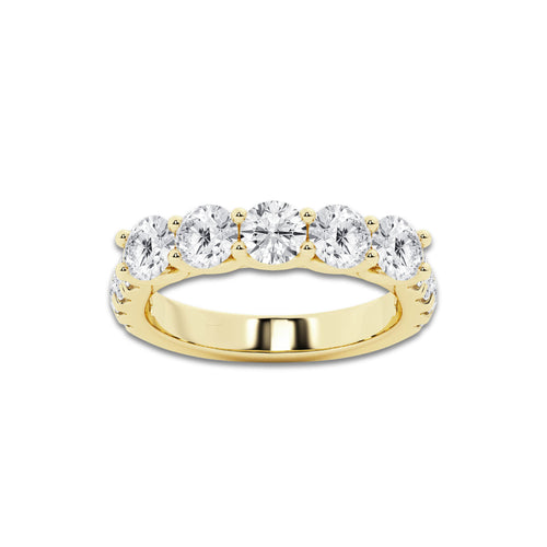 2 ctw Round Lab Grown Diamond Five Stone with Side Stones Band 14K Yellow Gold, DE, VS1