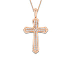 1 ctw Round Lab Grown Diamond Double Row Cross Pendant 14K Rose Gold, DE, VS1