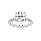 2.75 ctw Round Lab-Grown Diamond Hidden Halo Side Stone Engagement Ring in Platinum for Women | Colorless D, VVS1 Clarity, IGI Certified 2.50 ct Center Diamond
