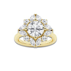 3 ctw Round Lab Grown Diamond Halo Engagement Ring 18K Yellow Gold, E, VS1 | 2 ct Center