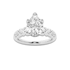 2.04 ctw Pear Lab-Grown Diamond Side Stone Engagement Ring in Platinum for Women | Colorless E, VS1 Clarity, IGI Certified 1.50 Ct Center Diamond