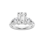 5.61 ctw Emerald Lab-Grown Diamond Side Stone Engagement Ring in Platinum for Women | Colorless D, VVS1 Clarity, IGI Certified 5.00 ct Center Diamond