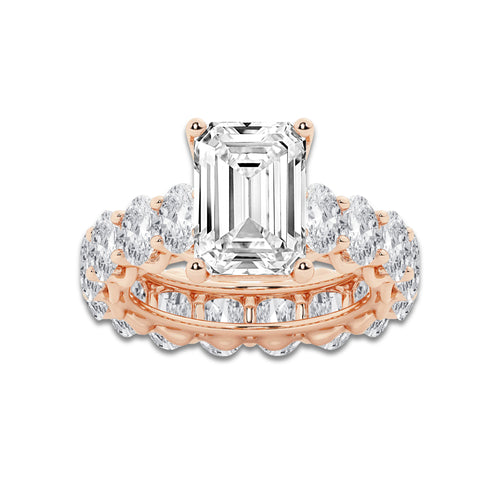 Georgia 10 ctw Emerald Lab Grown Diamond Eternity Engagement Ring 14K Rose Gold, D, VVS | IGI Certified, 5 ct Center