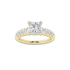 1.54 ctw Princess Lab-Grown Diamond Side Stone Engagement Ring in 14K Yellow Gold for Women | Colorless E, VS1 Clarity, IGI Certified 1.00 Ct Center Diamond