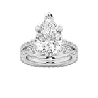 7.22 ctw Pear Lab-Grown Diamond Double Row Diamond Engagement Ring in Platinum for Women | Colorless E, VS1 Clarity, IGI Certified 6.00 ct Center Diamond