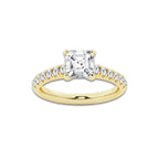 1.91 ctw Asscher Lab-Grown Diamond Pave Engagement Ring in 14K Yellow Gold for Women | D Color, VVS1 Clarity, IGI Certified 1.50 ct Center Diamond