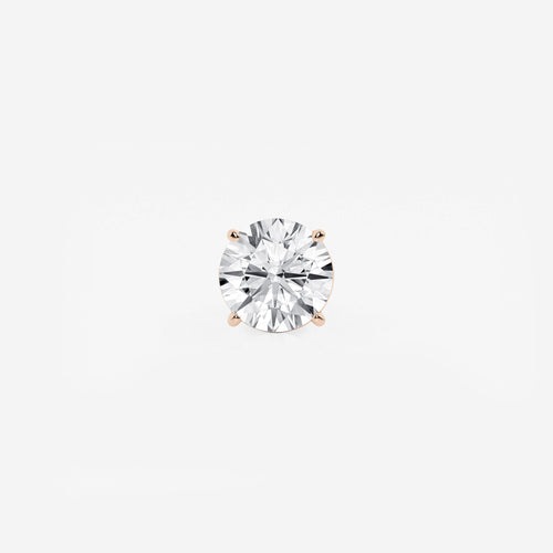 1 1/2 ctw Round Lab Grown Diamond Single Stud Earring 14K Rose Gold, E, VS1 | IGI Certified, 1 1/2 ct Center