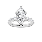 8.48 ctw Marquise Lab-Grown Diamond Marquise Side Stone Engagement Ring in 14K White Gold for Women | Colorless D, VVS1 Clarity, IGI Certified 8.00 ct Center Diamond