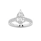 2.25 ctw Pear Lab-Grown Diamond Hidden Halo Side Stone Engagement Ring in Platinum for Women | Colorless E, VS1 Clarity, IGI Certified 2.00 ct Center Diamond