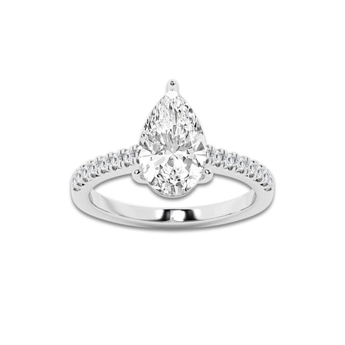 2.25 ctw Pear Lab-Grown Diamond Hidden Halo Side Stone Engagement Ring in Platinum for Women | Colorless E, VS1 Clarity, IGI Certified 2.00 ct Center Diamond