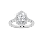2 1/6 ctw Oval Lab Grown Diamond Floral Halo Engagement Ring Platinum, D, VVS | 1 1/2 ct Center