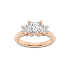 Athena 2 ctw Asscher Lab Grown Diamond Three-Stone Ring 18K Rose Gold, D, VVS | IGI Certified, 1 ct Center