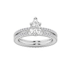 1.69 ctw Pear Lab-Grown Diamond Double Row Diamond Engagement Ring in 14K White Gold for Women | Colorless D, VVS1 Clarity, IGI Certified 1.00 ct Center Diamond