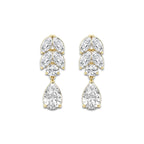 4 ctw Pear Lab Grown Diamond Prong Setting Drop Earrings 18K Yellow Gold, E, VS1