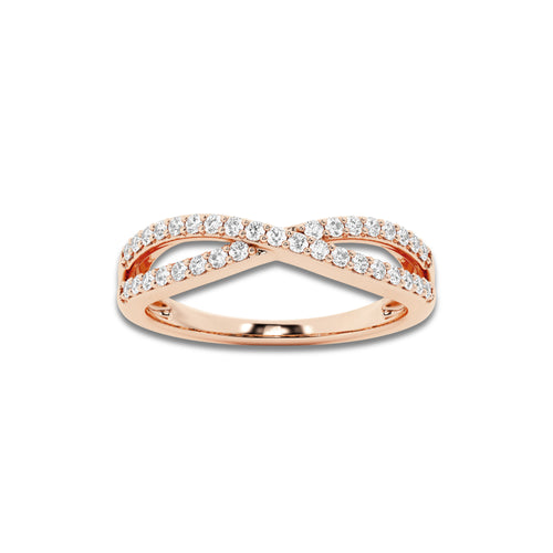 Marley 1/4 ctw Round Lab Grown Diamond Crossover Wedding Band 14K Rose Gold, DE, VS1