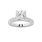 1.94 ctw Cushion Lab-Grown Diamond Twisted Band Engagement Ring in 14K White Gold for Women | Colorless E, VS1 Clarity, IGI Certified 1.50 ct Center Diamond