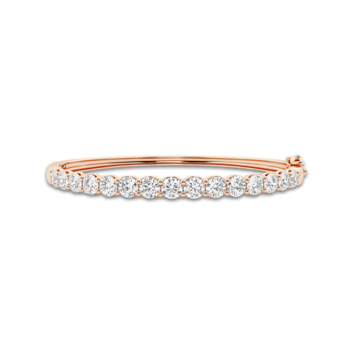 5 ctw Round Lab Grown Diamond Bangle Bracelet - 7 Inches 14K Rose Gold, DE, VS1