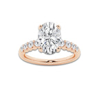 4.66 Ct Oval Lab-Grown Diamond Half Eternity Engagement Ring in 14K Rose Gold for Female, Colorless (E), VS1 Clarity | IGI Certified, 4.00 Ct Center Diamond