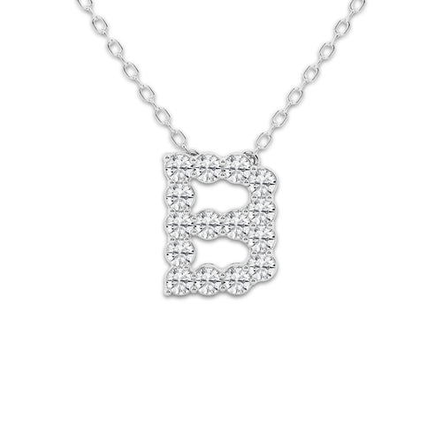 2/5 ctw Round Lab Grown Diamond Initial B Personalized Pendant 14K White Gold, DE, VS1