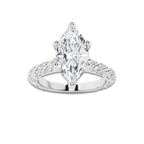 2.44 ctw Marquise Lab-Grown Diamond Twisted Band Engagement Ring in Platinum for Women | Colorless D, VVS1 Clarity, IGI Certified 2.00 ct Center Diamond
