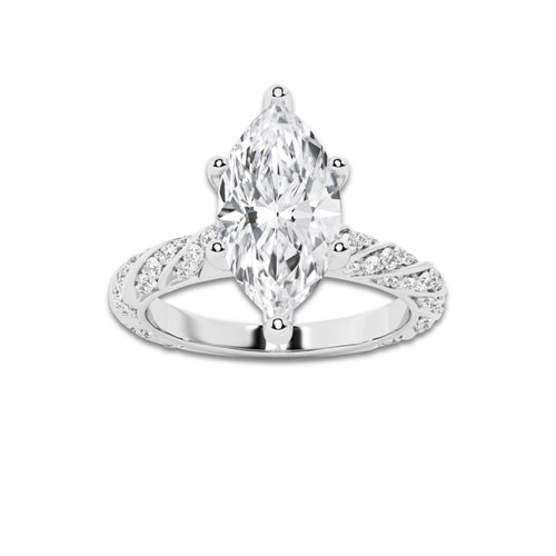 2.44 ctw Marquise Lab-Grown Diamond Twisted Band Engagement Ring in Platinum for Women | Colorless D, VVS1 Clarity, IGI Certified 2.00 ct Center Diamond