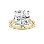 7.40 ctw Round Lab-Grown Diamond Hidden Halo Side Stone Engagement Ring in 18K Yellow Gold for Women | Colorless D, VVS1 Clarity, IGI Certified 7.00 ct Center Diamond