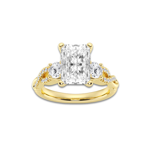 7.61 ctw Radiant Lab-Grown Diamond Side Stone Engagement Ring in 14K Yellow Gold for Women | Colorless D, VVS1 Clarity, IGI Certified 7.00 ct Center Diamond