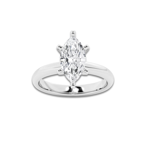 2.50 ctw Marquise Lab-Grown Diamond Minimalist Engagement Ring in Platinum for Women | D Color, VVS1 Clarity, IGI Certified