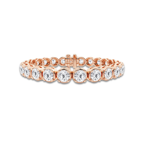 20 ctw Round Lab Grown Diamond Four Prong Tennis Bracelet -7.5 Inches 14K Rose Gold, DE, VS1