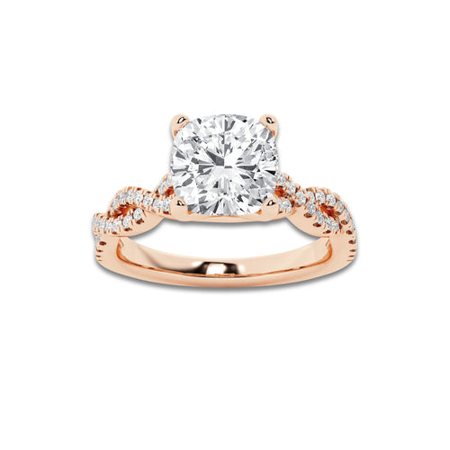 1.75 ctw Cushion Lab-Grown Diamond Twisted Shank Engagement Ring in 14K Rose Gold for Women | D Color, VVS1 Clarity, IGI Certified 1.50 ct Center Diamond