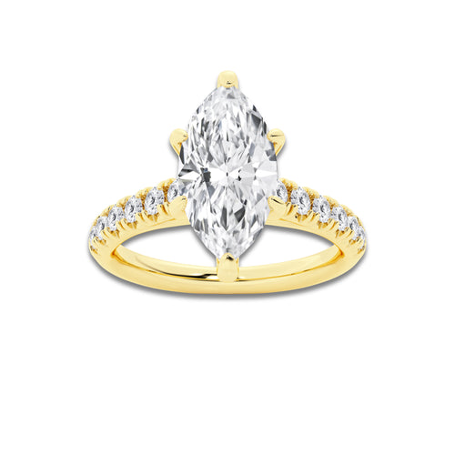 2.41 ctw Marquise Lab-Grown Diamond Pave Engagement Ring in 14K Yellow Gold for Women | D Color, VVS1 Clarity, IGI Certified 2.00 ct Center Diamond