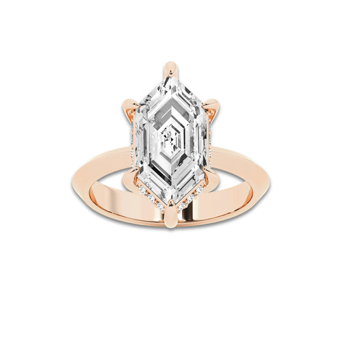 Amina 2 1/3 ctw Dutch Marquise Lab Grown Diamond Vintage Double Row Hidden Halo Engagement Ring 14K Rose Gold, EF, VS2 | IGI Certified, 2 ct Center