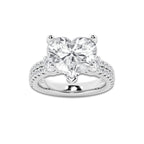 6.96 ctw Heart Lab-Grown Diamond Three Stone Double Row Engagement Ring in 14K White Gold for Women | E Color, VS1 Clarity, IGI Certified 6.00 ct Center Diamond
