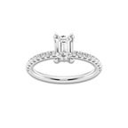 1 1/3 ctw Emerald Lab Grown Diamond Hidden Halo Engagement Ring Platinum, E, VS1 | 1 ct Center