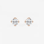 1 1/2 ctw Round Lab Grown Diamond Flower Petal Solitaire Stud Earrings 14K Rose Gold, E, VS1