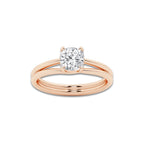 Dominique 1 1/2 ctw Cushion Lab Grown Diamond Double Shank Trellis Solitaire Engagement Ring 14K Rose Gold, D, VVS | IGI Certified, 1 1/2 ct Center