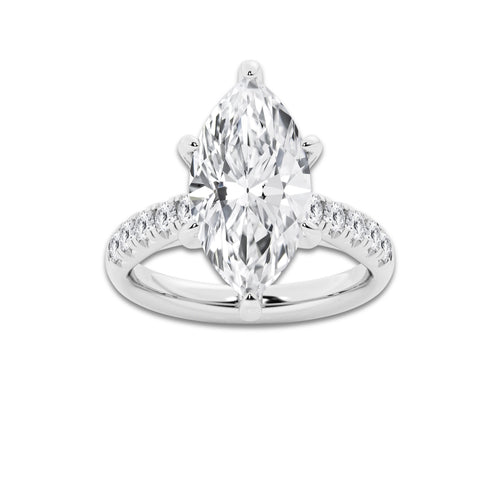 5.43 ctw Marquise Lab-Grown Diamond Pave Engagement Ring in 14K White Gold for Women | D Color, VVS1 Clarity, IGI Certified 5.00 ct Center Diamond