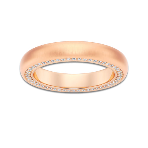 2/3 ctw Round Lab Grown Diamond 4mm Domed Satin Finish Eternity Band 14K Rose Gold, F, VS2