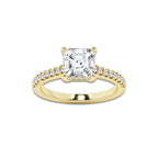 2.25 ctw Asscher Lab-Grown Diamond Hidden Halo Side Stone Engagement Ring in 18K Yellow Gold for Women | Colorless D, VVS1 Clarity, IGI Certified 2.00 ct Center Diamond