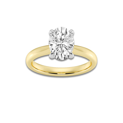 2.00 ctw Oval Lab-Grown Diamond Solitaire Engagement Ring in 14K White Gold And Yellow Gold for Women | Colorless D, VVS1 Clarity, IGI Certified