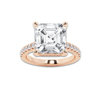 8.43 ctw Asscher Lab-Grown Diamond Hidden Halo Side Stone Engagement Ring in 18K Rose Gold for Women | Colorless D, VVS1 Clarity, IGI Certified 8.00 ct Center Diamond
