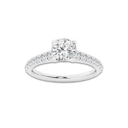 1.14 ctw Cushion Lab-Grown Diamond Pave Engagement Ring in Platinum for Women | E Color, VS1 Clarity, IGI Certified 0.75 ct Center Diamond